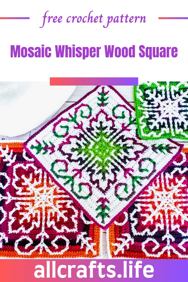 Crochet Mosaic Whisper Wood Square Pattern