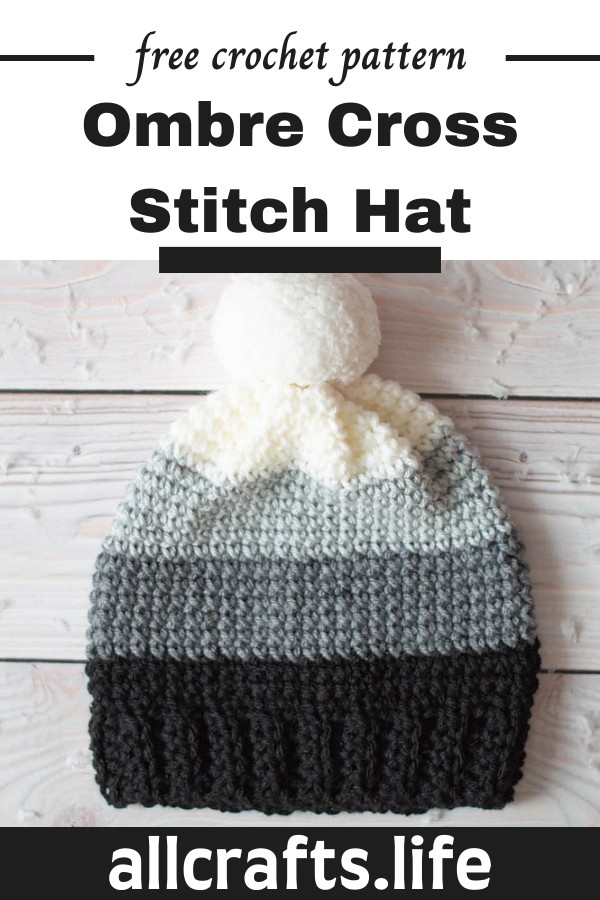 Crochet Ombre Cross Stitch Hat Pattern