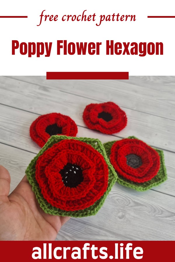 Crochet Poppy Flower Hexagon Pattern