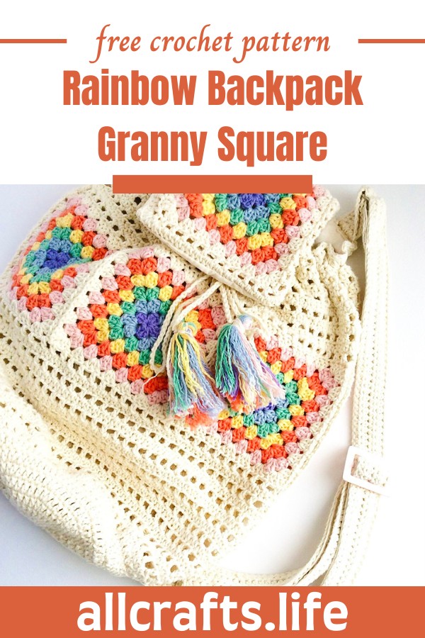 Crochet Rainbow Backpack Granny Square Pattern