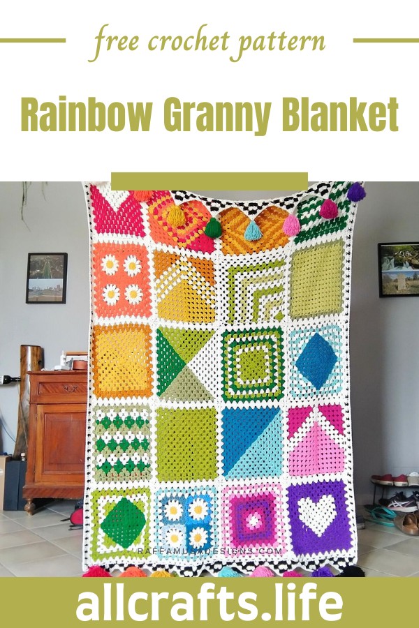 Crochet Rainbow Granny Blanket Pattern