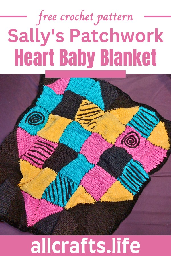 Crochet Sally's Patchwork Heart Baby Blanket Pattern