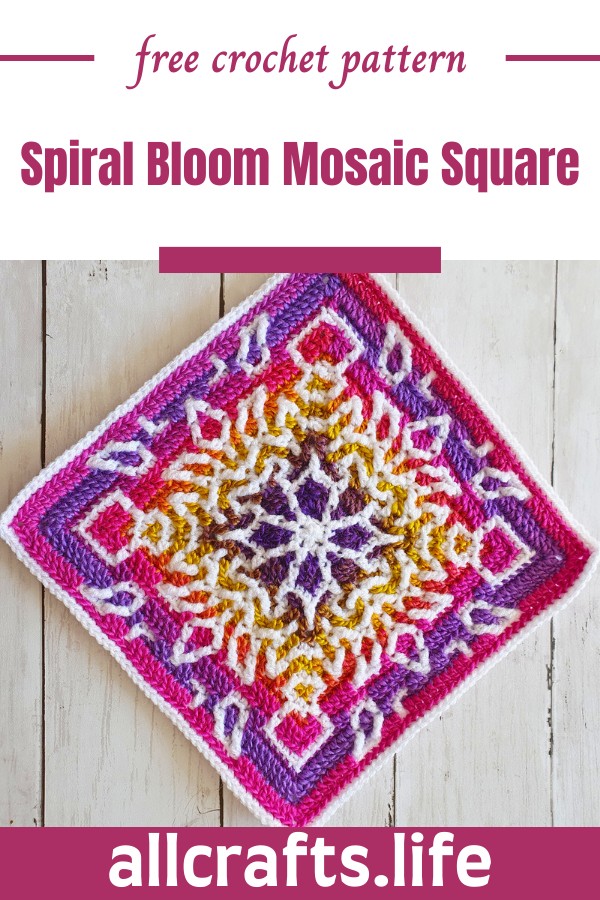 Crochet Spiral Bloom Mosaic Square Pattern