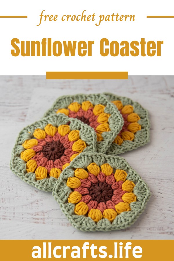 Crochet Sunflower Coaster Pattern