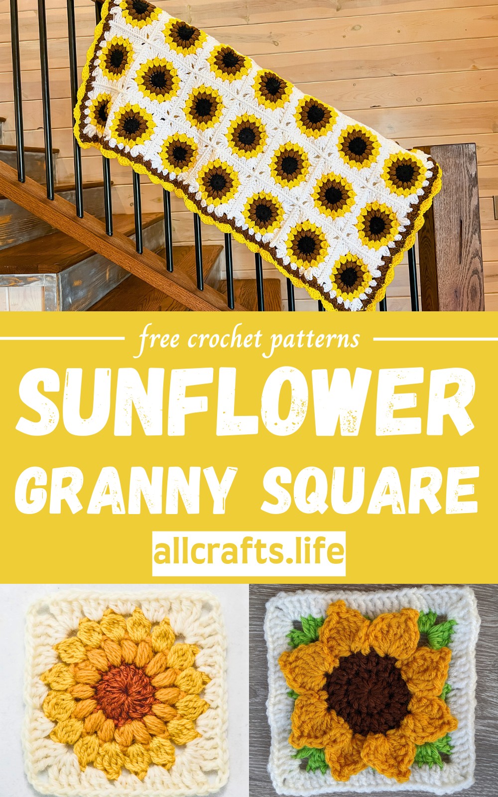 Crochet Sunflower Granny Square Patterns