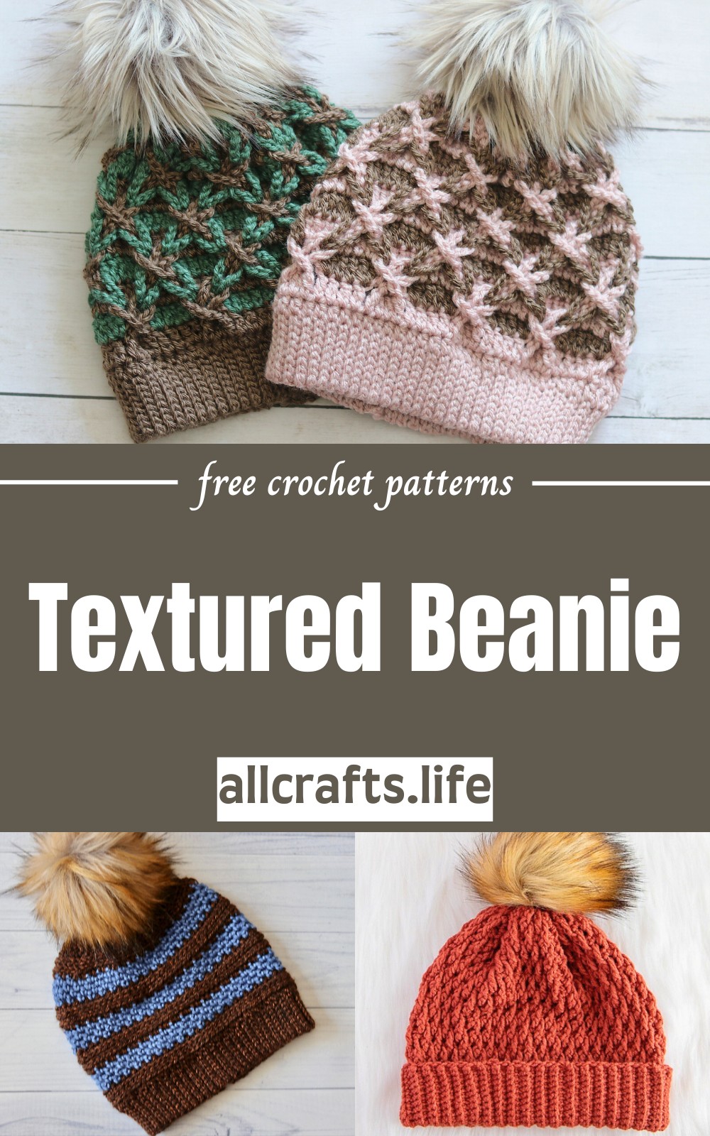 Crochet Textured Beanie Patterns