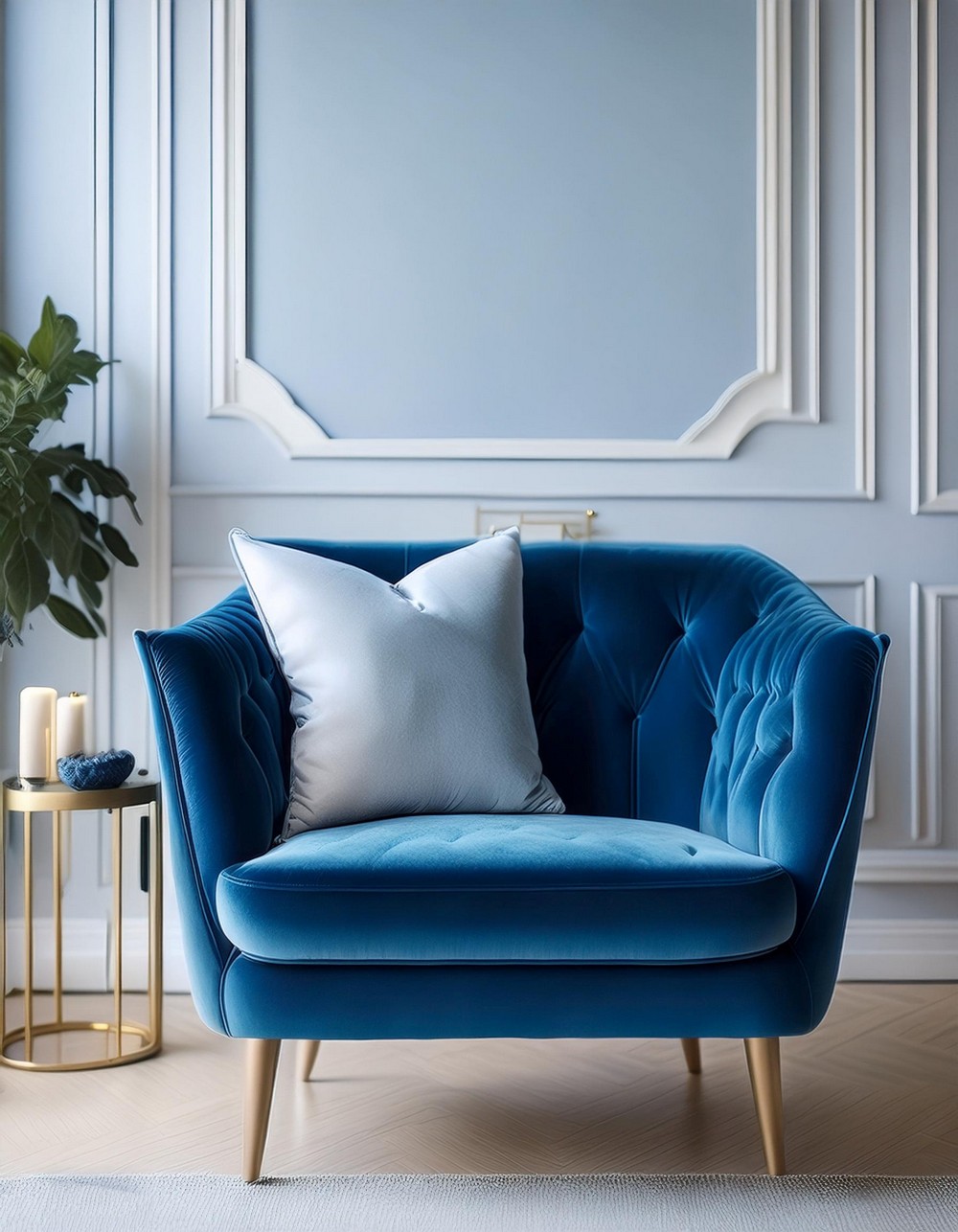 Blue Velvet Armchair