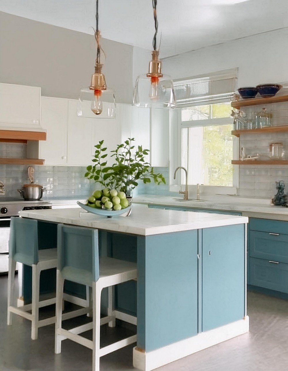 Clear Glass Pendants with Brass Accents