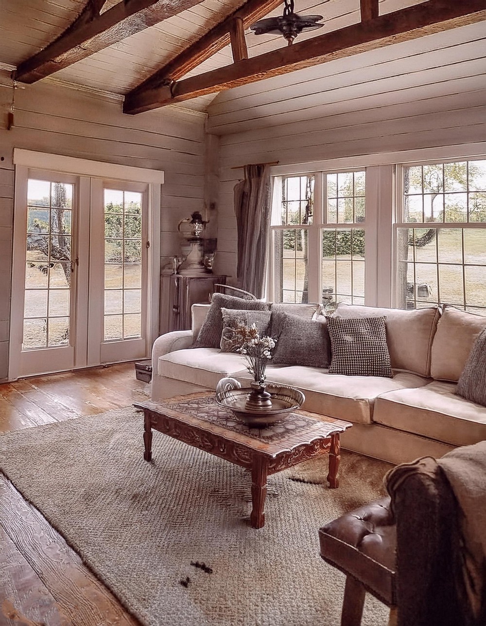 Cozy Farmhouse Ceiling Beams