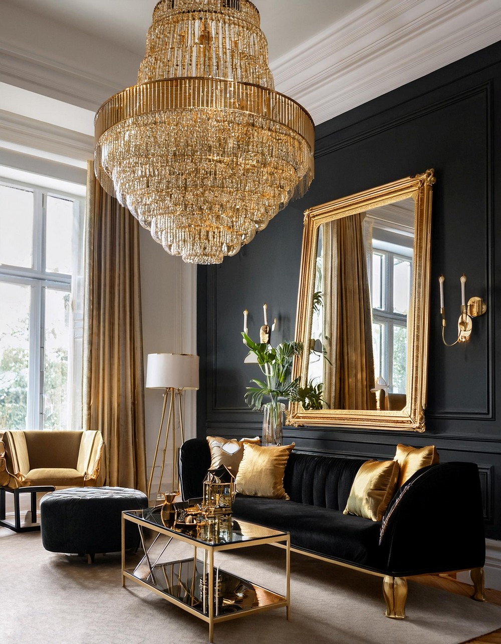 Gilded Mirrors and Classic Chandeliers