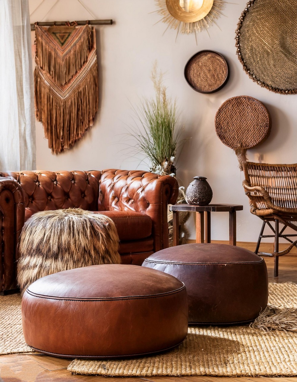 Leather Poufs