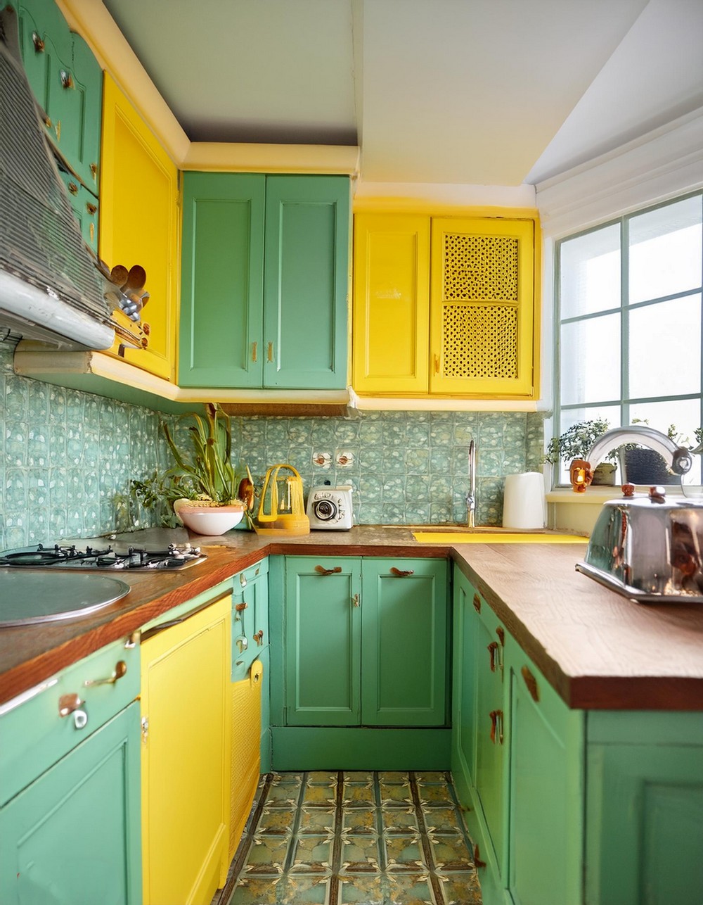 Retro Green and Yellow Cabinets