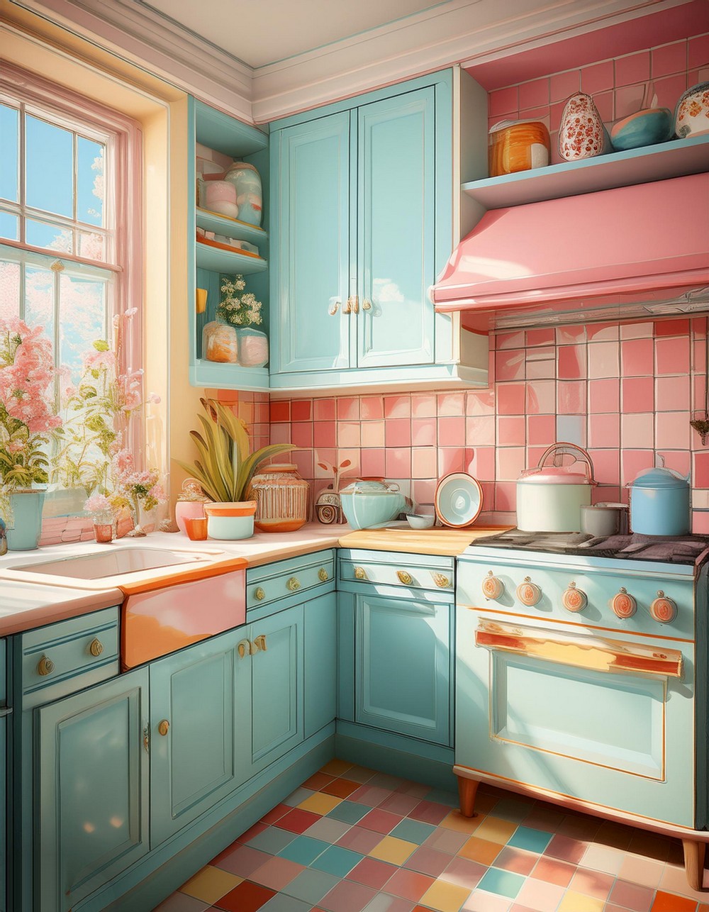 Retro Pastel Kitchen Corner