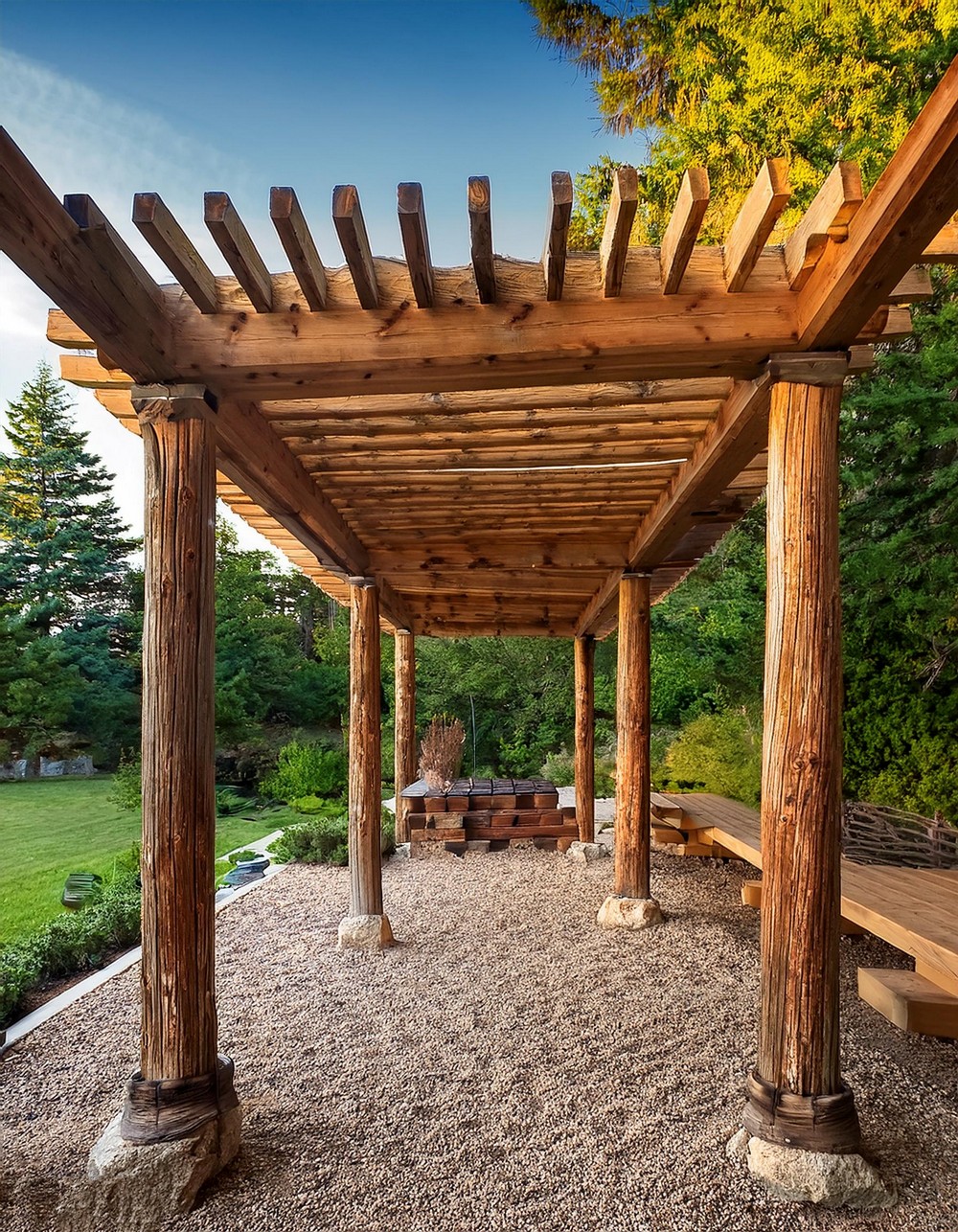 Rustic Log Pergola