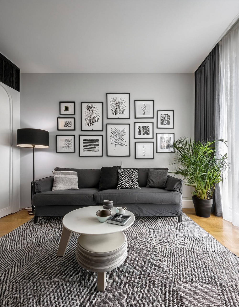 Black and White Gallery Wall in Living Room