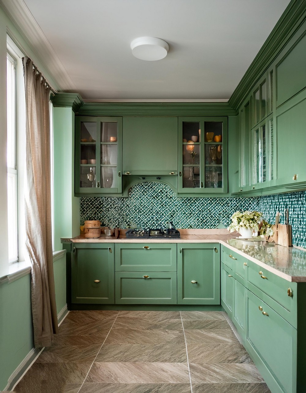 Antique Cabinets & Tile Backsplash