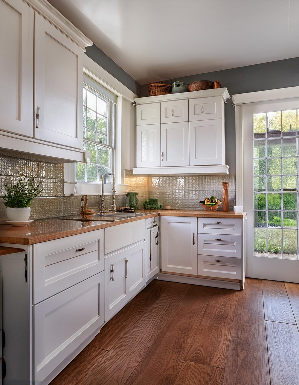 White Cabinets In Upper Right Corner