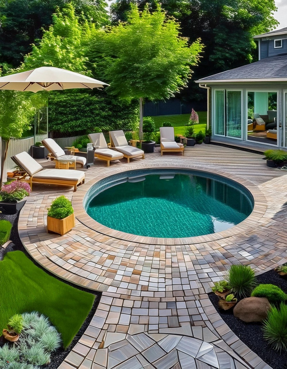 Angular Deck with Patterned Pavers