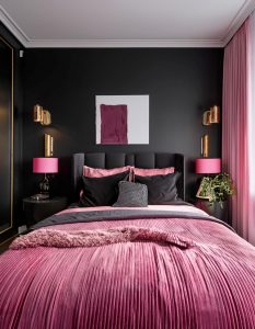 Bold Pink Accents in a Black Setting