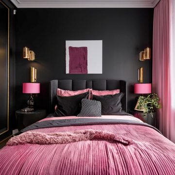 Bold Pink Accents in a Black Setting