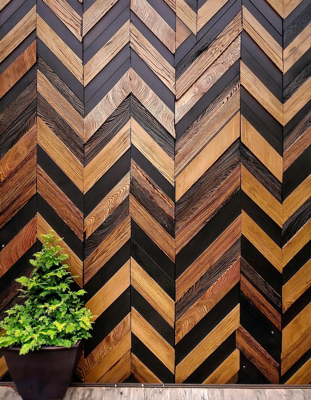 Chevron Wood Patio Wall