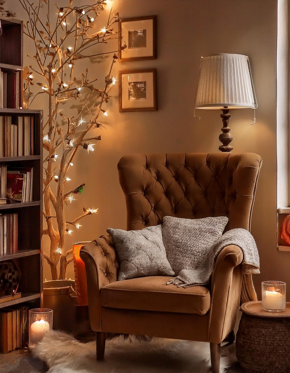 Cozy Lighting with Table Lamps and Fairy Lights