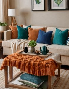 Cozy Throws and Pillows in Rich Colors