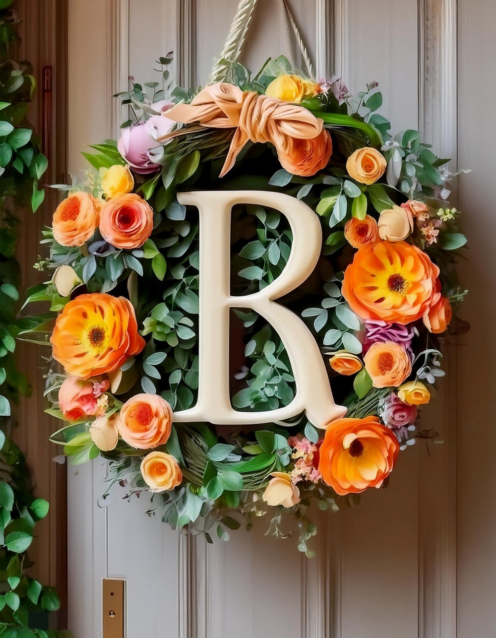 Floral Monogram Door Hanger