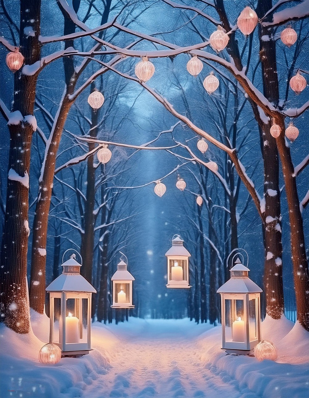 Lanterns in Winter Wonderland Colors