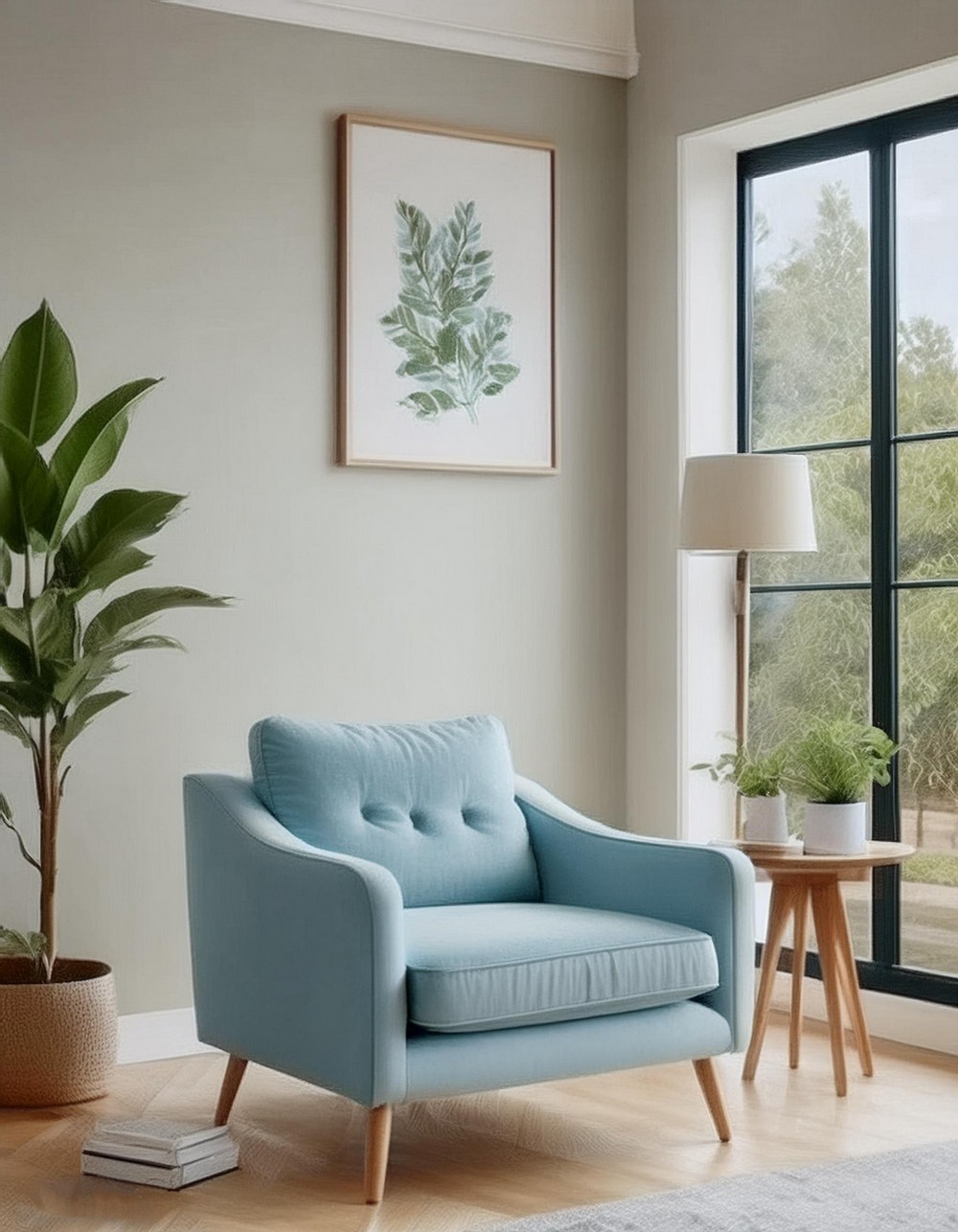 Light Blue Armchair with Neutral Background