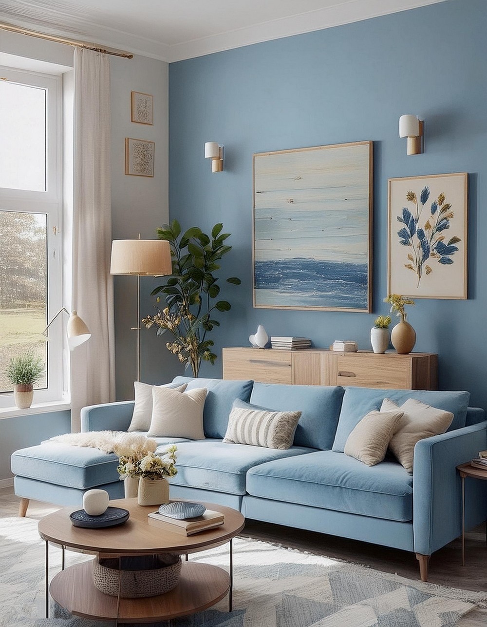 Light Blue and Cream-Colored Walls