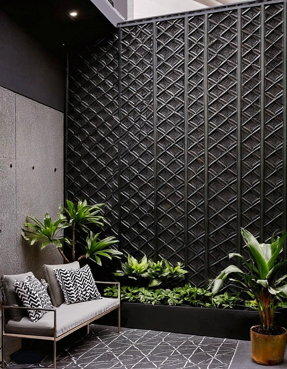 Metal Wall with Geometric Patterns