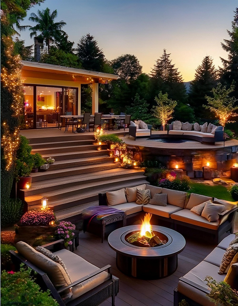 Multi-Level Deck with Fire Pit