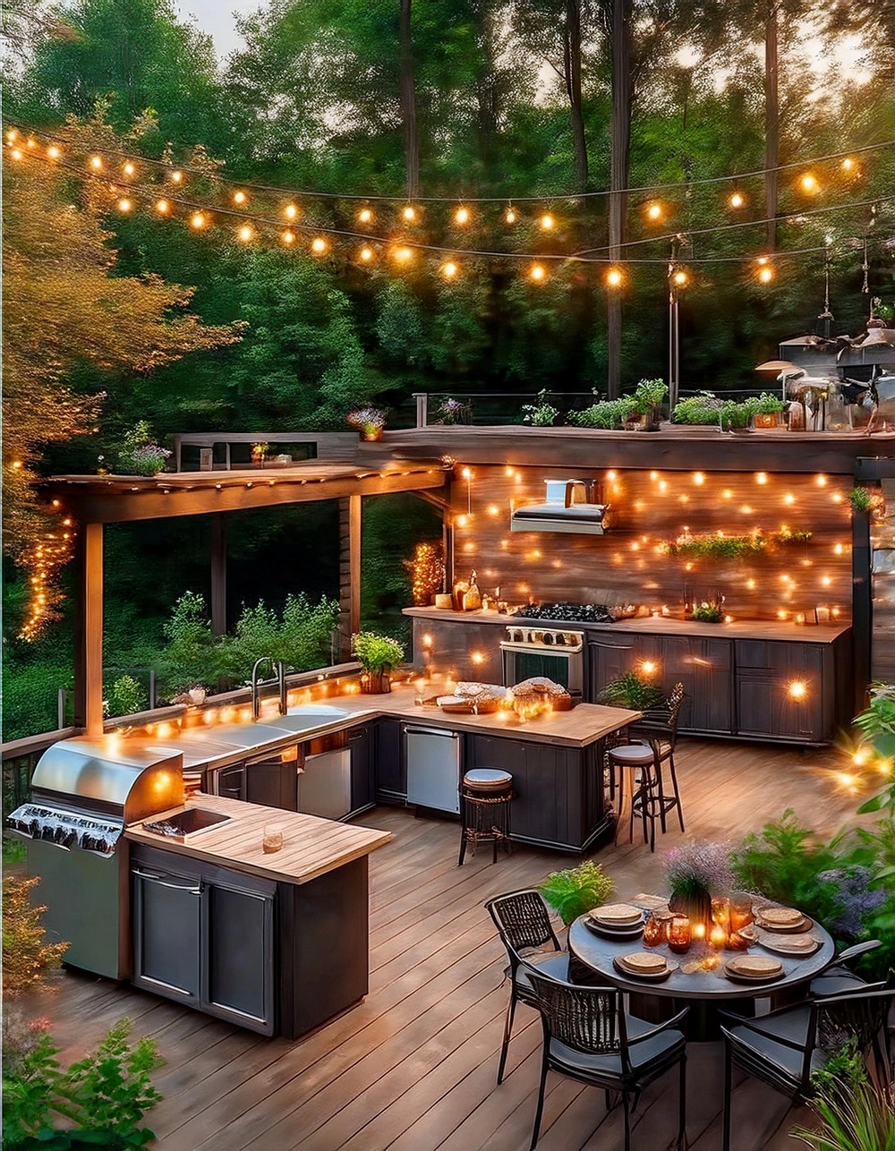 Multi-Tiered Deck with Outdoor Kitchen