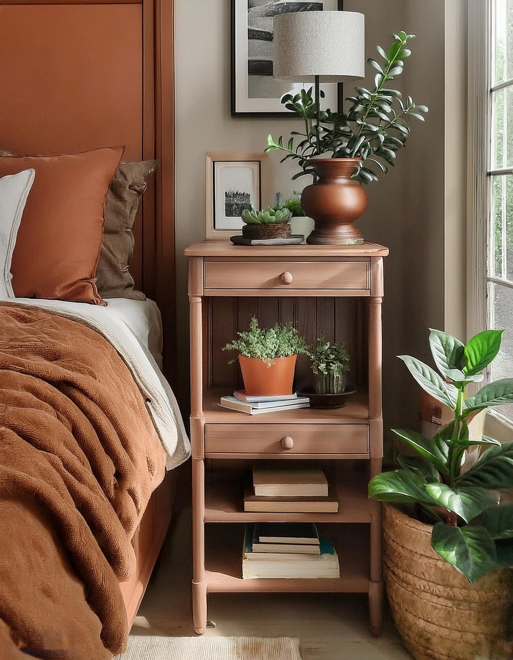 Rustic Chic Terracotta Nightstands