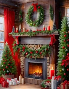 Rustic Logs and Evergreen Garland