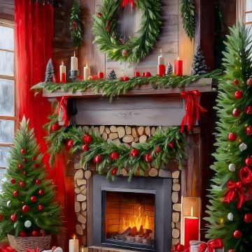 Rustic Logs and Evergreen Garland