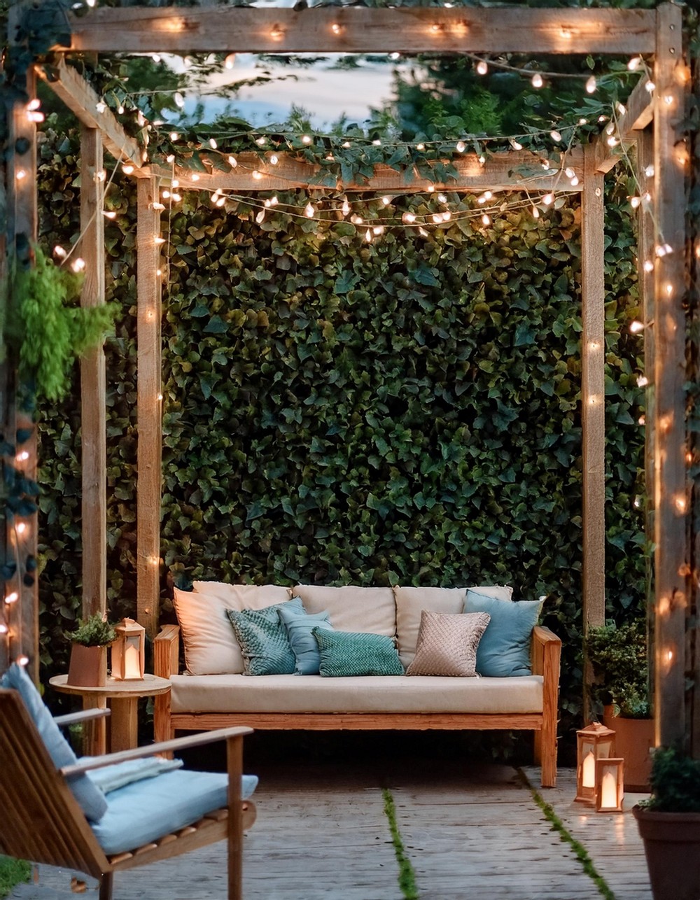 Secluded Reading Nook with Twinkling String Lights