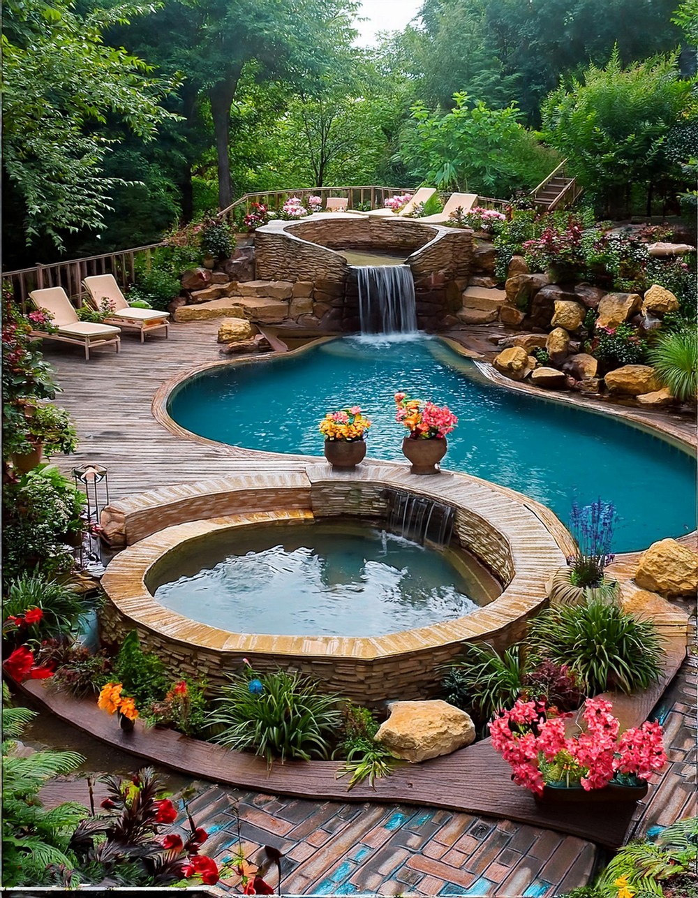 Two-Tiered Deck with Waterfall Feature