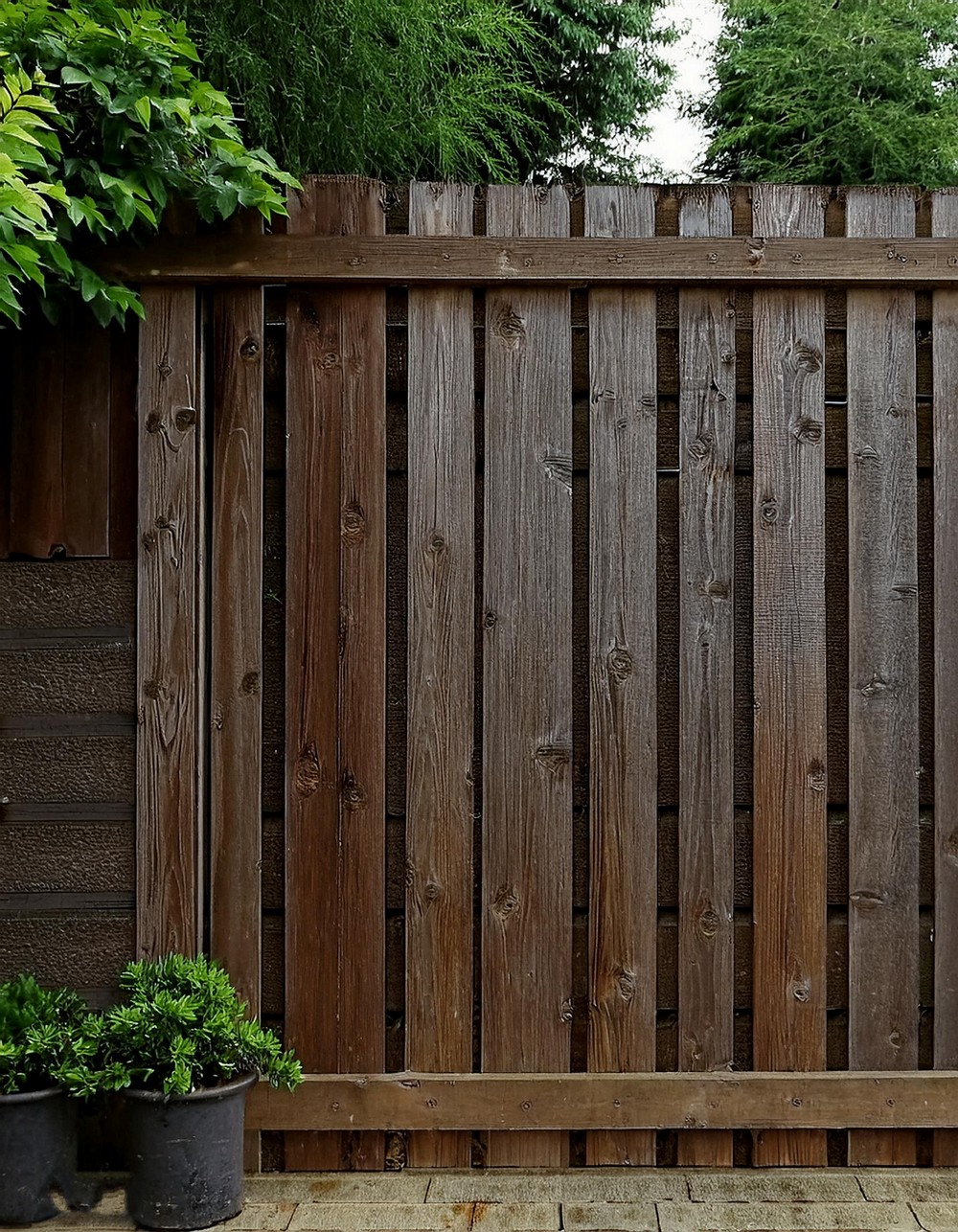 Weathered Wood Fence Patio Wall