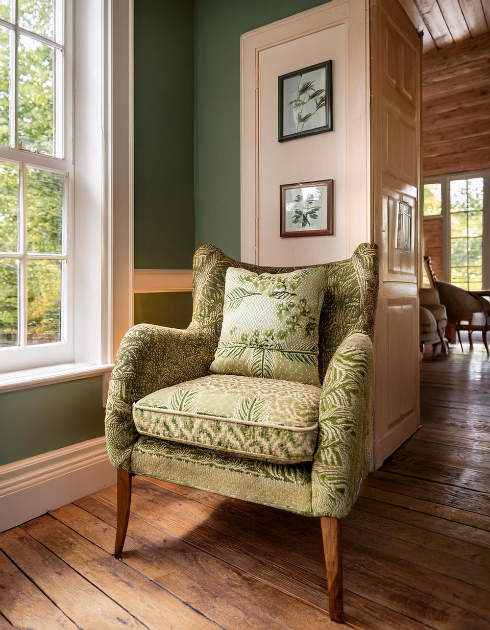 Elegant Armchair with Patterned Fabric