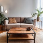 Rustic Wood Coffee Table with Metal Accents