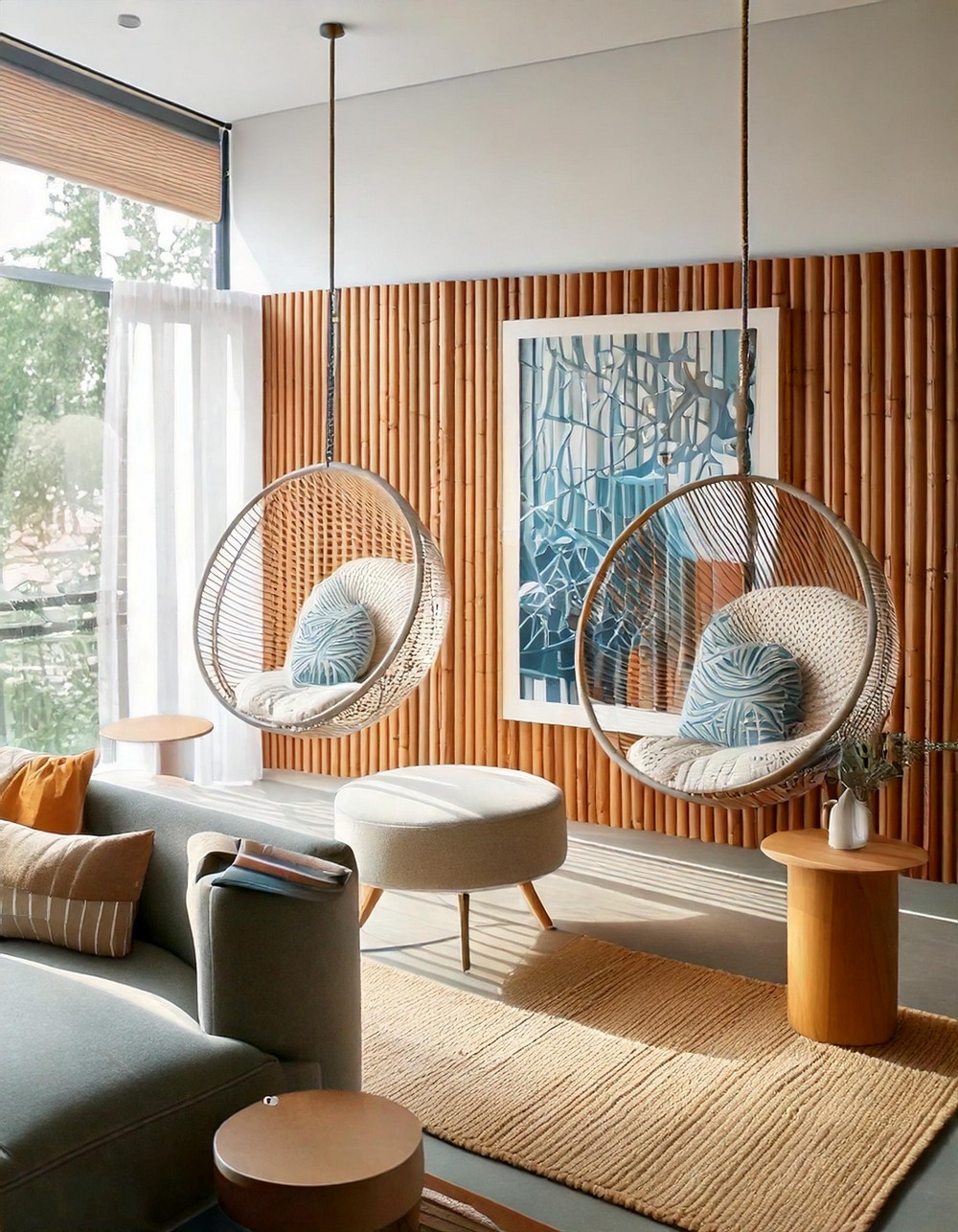 Hanging Chairs Ideas For Mid Century Living Rooms