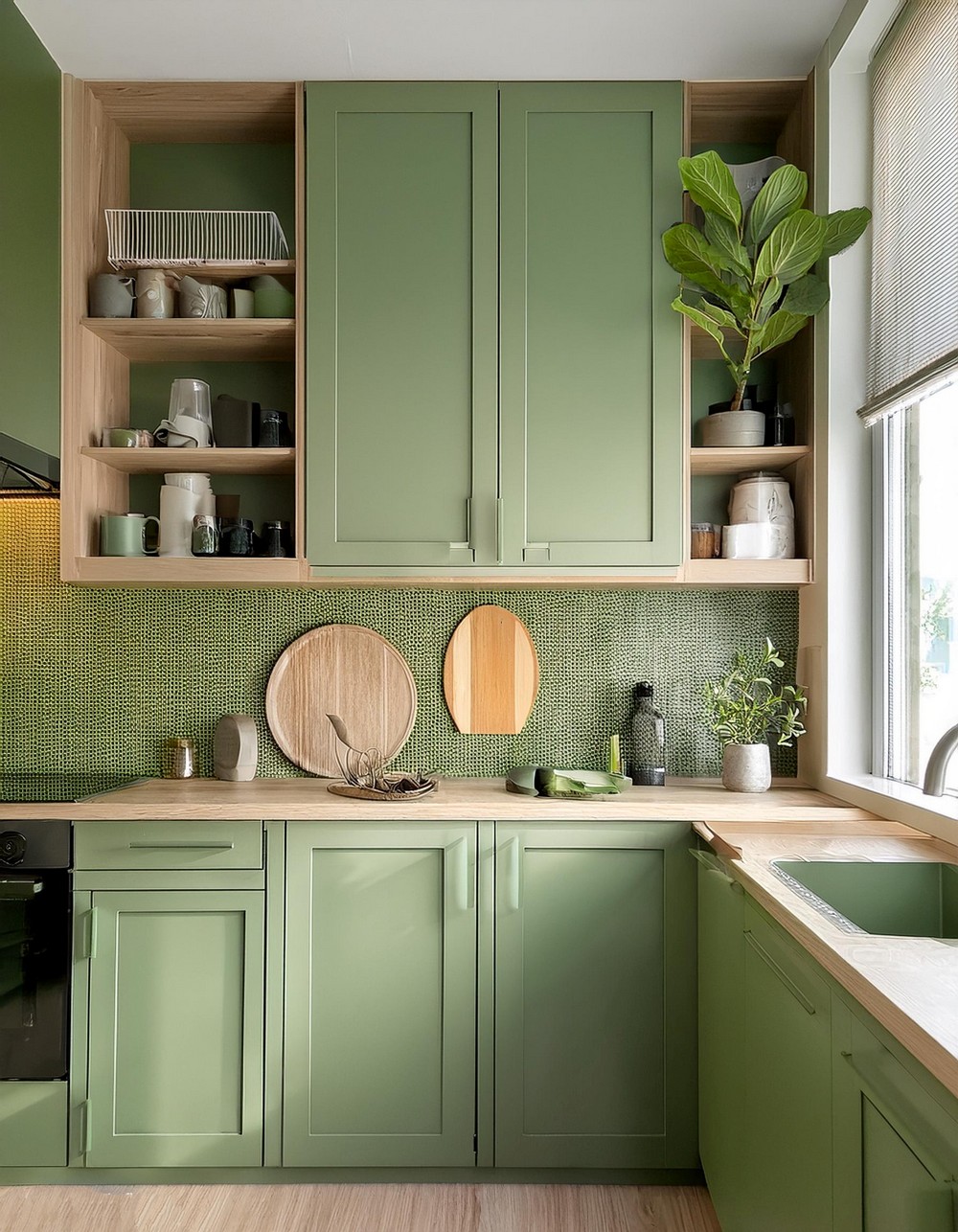 Open Shelving in Sage Green