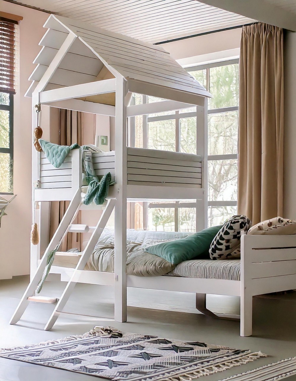 Playhouse Loft Bed with Climbing Wall