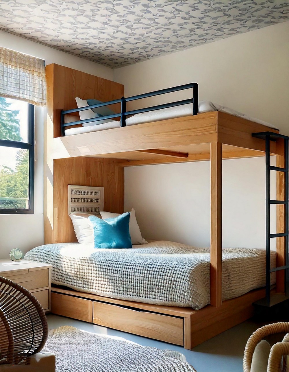 Sleek Modern Loft Bed with Under-Bed Drawers