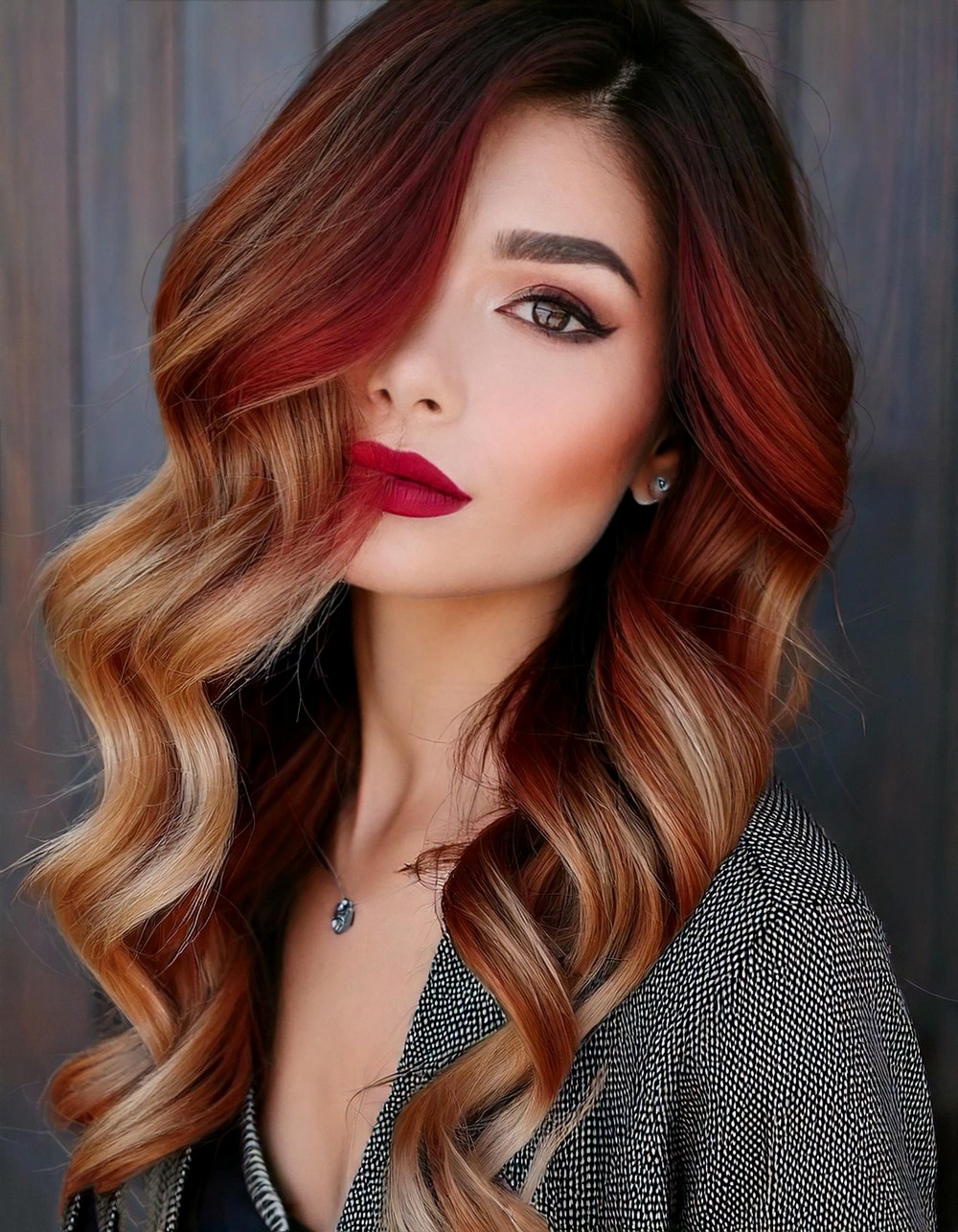 Black Cherry And Dark Blonde For A Bold Look