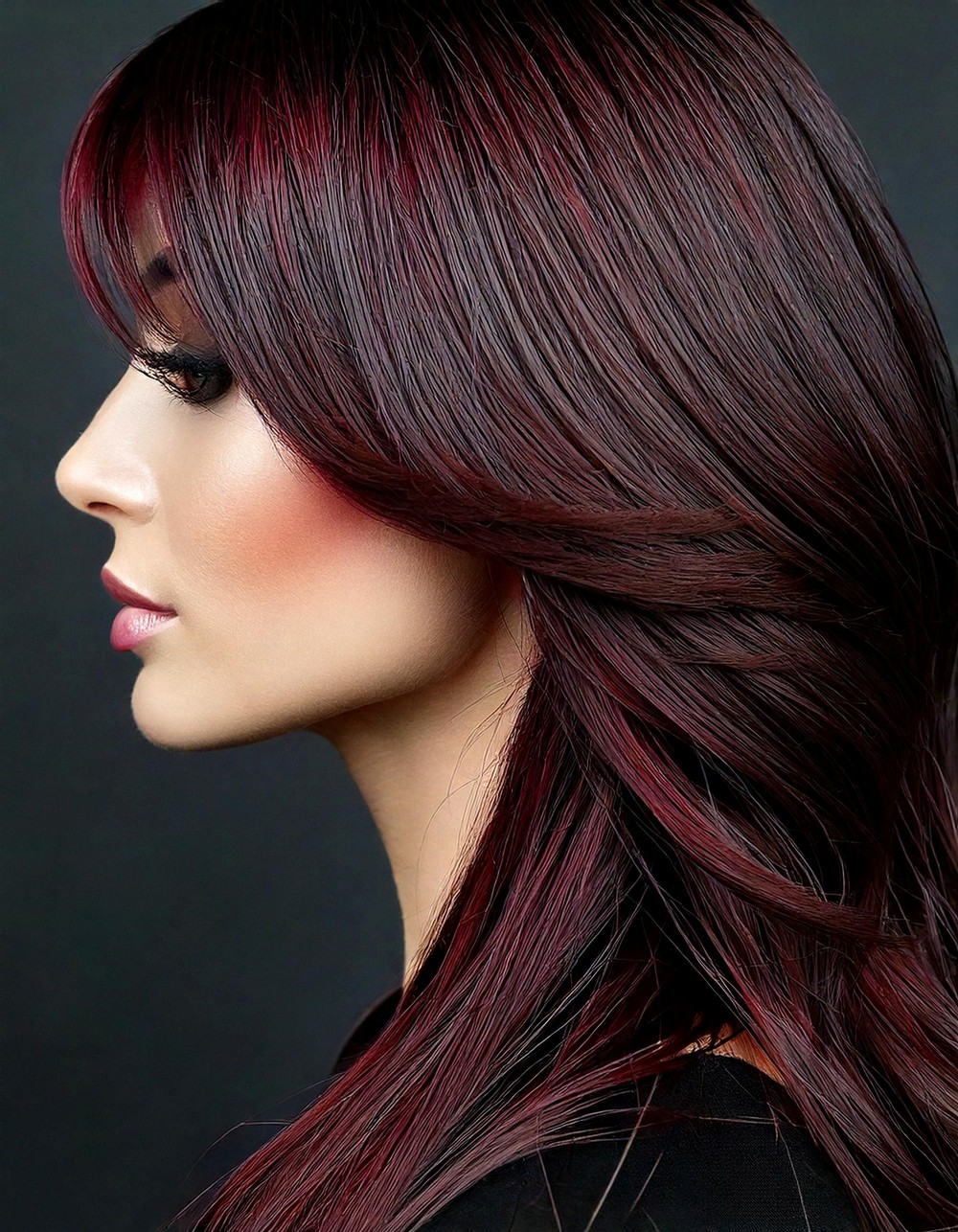 Black Cherry Highlights on Brown Hair