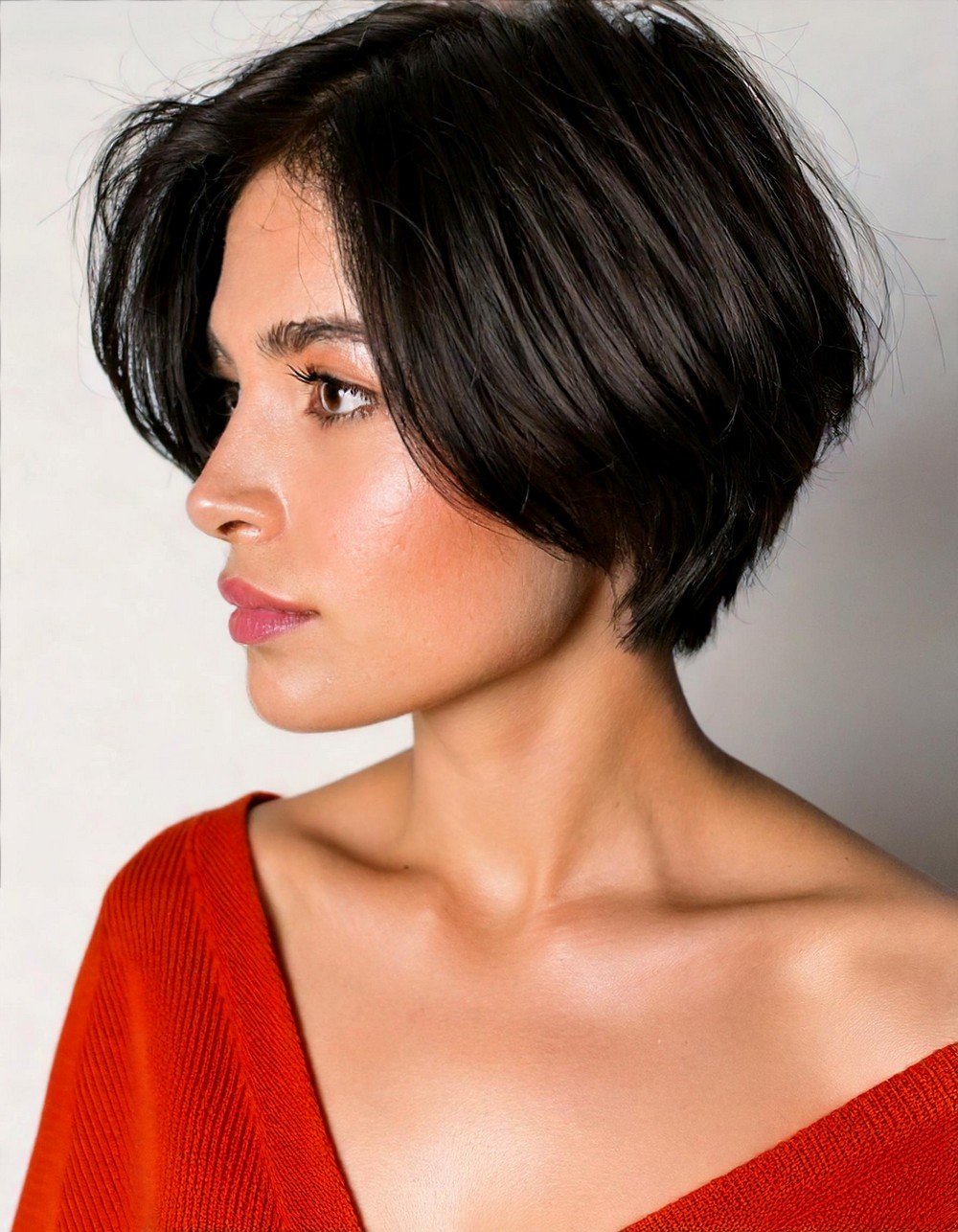 Black Hair Pixie with Tapered Nape