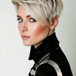 Bold Platinum and Black Contrast Pixie